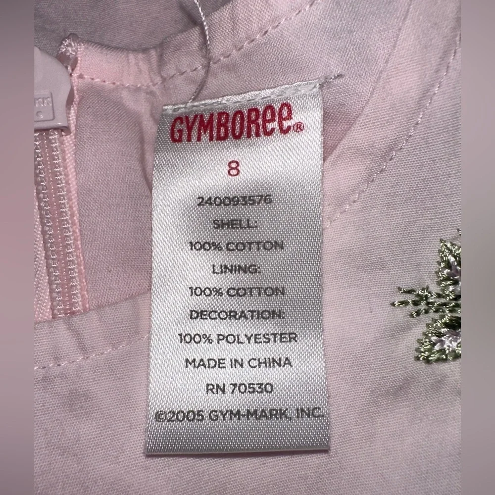 Gymboree EASTER GARDEN BLOOM Pink Dress w/ Floral Embr Green Ribbon Size 8